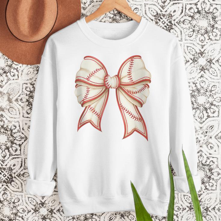 Coquette Bow Baseball Mama Baseball Mom Women Women Crewneck Sweatshirt