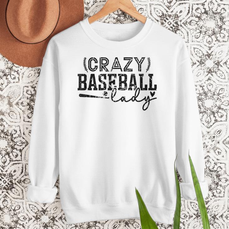 Crazy Baseball Lady Baseball Mom Sporty Humor Women Crewneck Sweatshirt