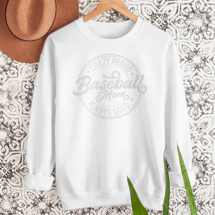 Crazy Proud Always Loud Baseball Mom Saying Graphic Premium Women Crewneck Sweatshirt