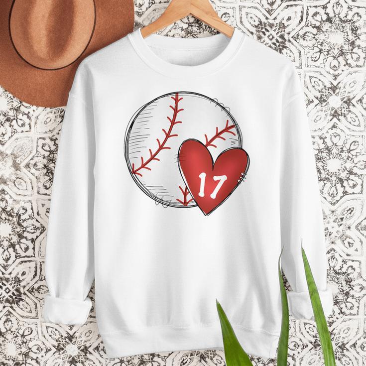 Custom Baseball Mom Number 17 Heart For Mom Mommy Premium Women Crewneck Sweatshirt Custom Baseball Mom Number 17 Heart For Mom Mommy Premium Women Crewneck Sweatshirt