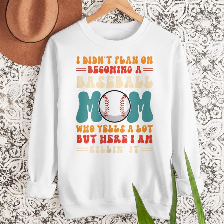I Didn't Plan On Becoming a Baseball Mom Baseball Player Women Crewneck Sweatshirt