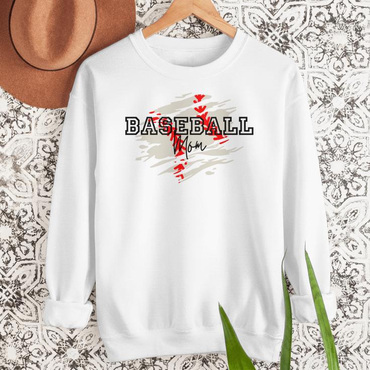 Distressed Baseball Mom Women Crewneck Sweatshirt Distressed Baseball Mom Women Crewneck Sweatshirt