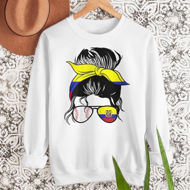 Ecuador Baseball Mom Ecuadorian Baseball Girl Women Crewneck Sweatshirt Ecuador Baseball Mom Ecuadorian Baseball Girl Women Crewneck Sweatshirt