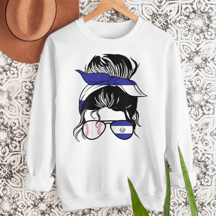 El Salvador Baseball Mom Salvador Baseball Girl Women Crewneck Sweatshirt