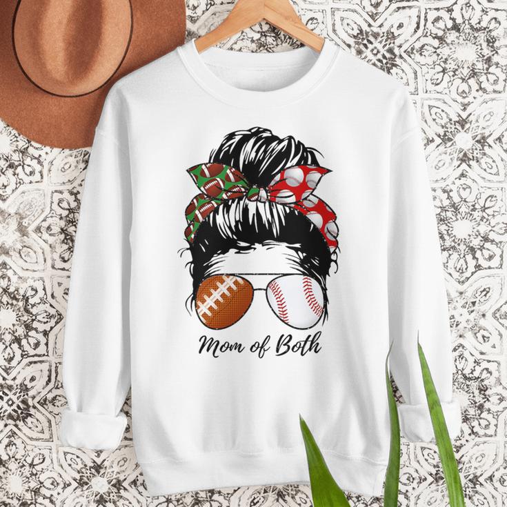 Football Mom Baseball Mom Of Both Messy Bun Mother's Day Premium Tri-Blend Women Crewneck Sweatshirt Football Mom Baseball Mom Of Both Messy Bun Mother's Day Premium Tri-Blend Women Crewneck Sweatshirt