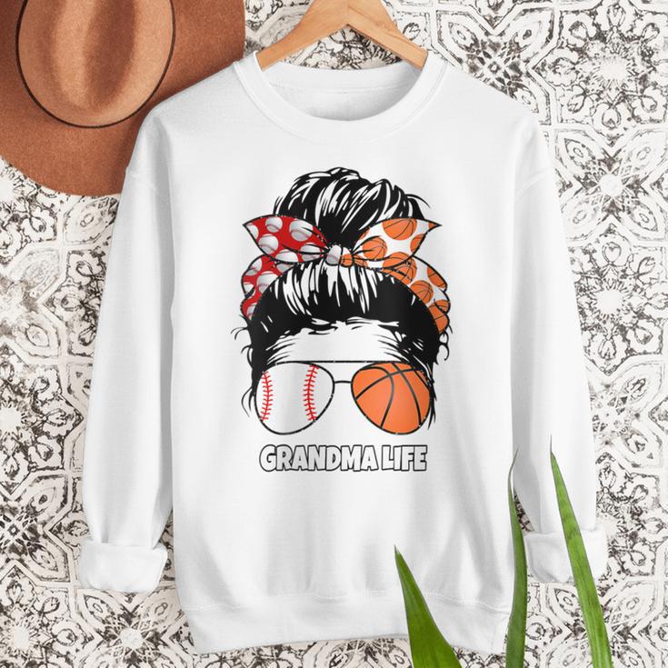 Grandma Life Basketball And Baseball Mom Funny Women Crewneck Sweatshirt Grandma Life Basketball And Baseball Mom Funny Women Crewneck Sweatshirt