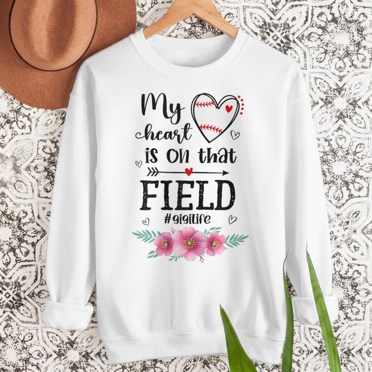 My Heart Is On That Field Ball Gigi Baseball Mom Women Crewneck Sweatshirt My Heart Is On That Field Ball Gigi Baseball Mom Women Crewneck Sweatshirt