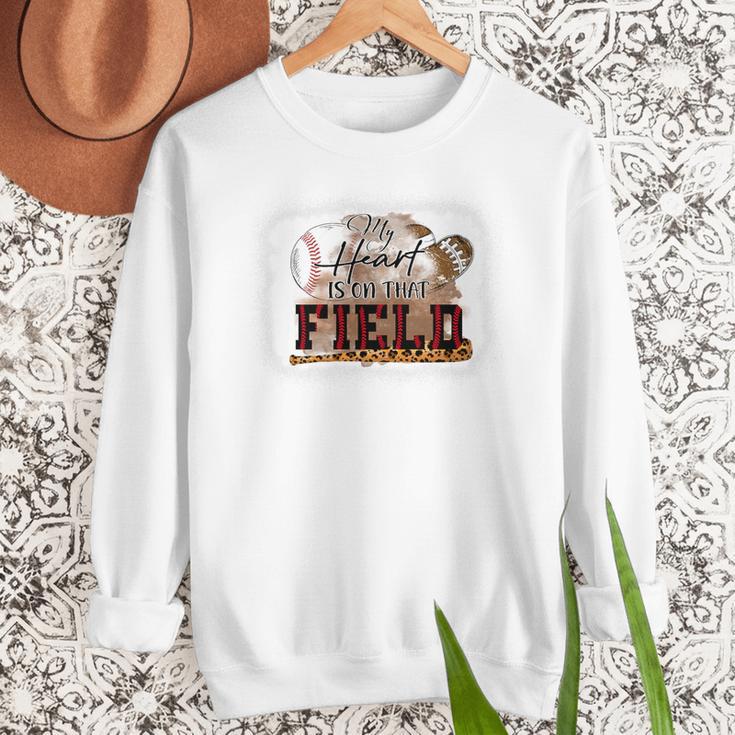 My Heart Is On That Field Baseball Mom Momm Premium Women Crewneck Sweatshirt