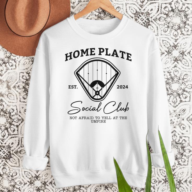 Home Plate Social Club Baseball Mom Women Crewneck Sweatshirt