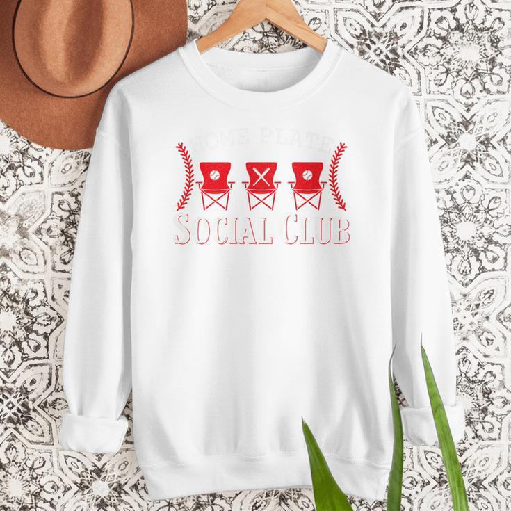 Home Plate Social Club Softball Season Baseball Mom Premium Women Crewneck Sweatshirt