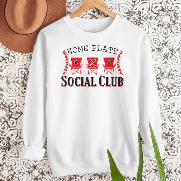 Home Plate Social Club Softball Season Baseball Mom Women Crewneck Sweatshirt Home Plate Social Club Softball Season Baseball Mom Women Crewneck Sweatshirt