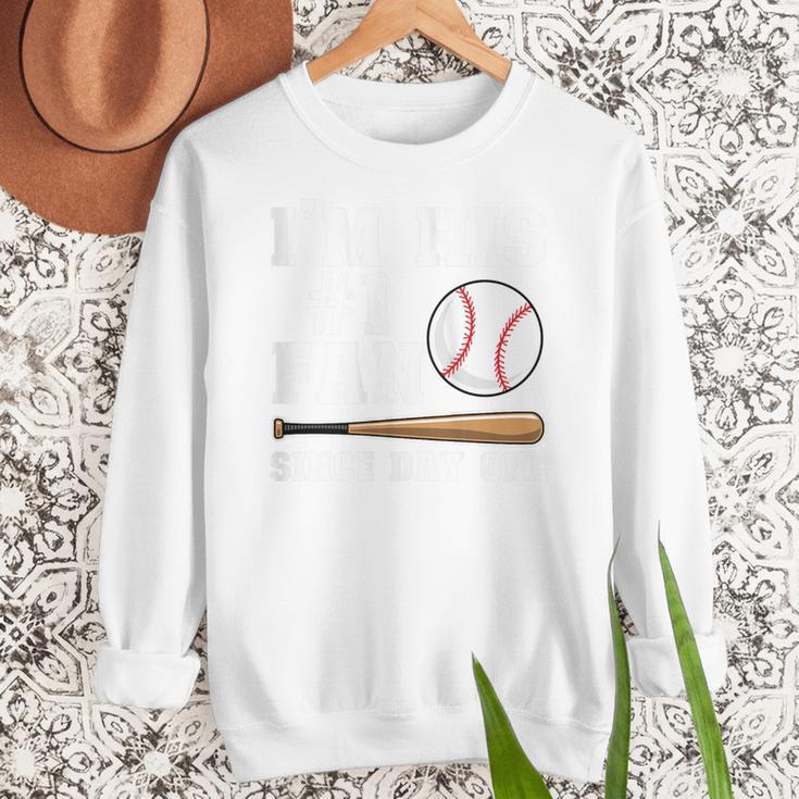 I'm His 1 Fan Since Day One Baseball Mom Women Crewneck Sweatshirt I'm His 1 Fan Since Day One Baseball Mom Women Crewneck Sweatshirt