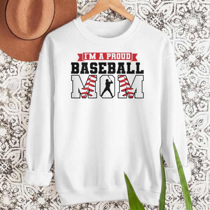 I'm a Proud Baseball Mom Baseball Women Crewneck Sweatshirt