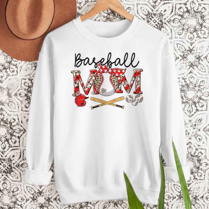 Leopard Baseball Mom Game Day Vibes Mother's Day Women Crewneck Sweatshirt