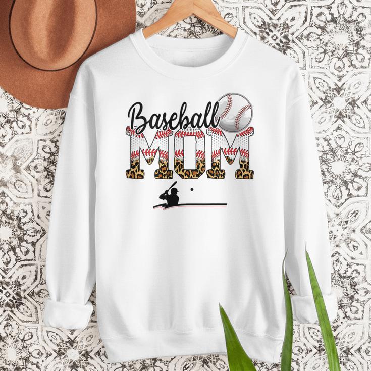 Leopard Baseball Mom Mama Mommy Sport Women Crewneck Sweatshirt