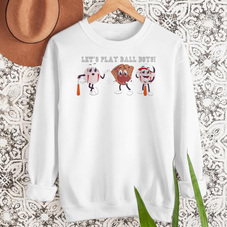 Let's Play Ball Boys Baseball Mom Women Crewneck Sweatshirt