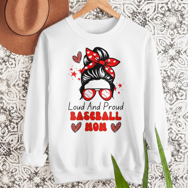 Loud And Proud Baseball Mom Messy Bun Leopard Mother Day Women Crewneck Sweatshirt Loud And Proud Baseball Mom Messy Bun Leopard Mother Day Women Crewneck Sweatshirt