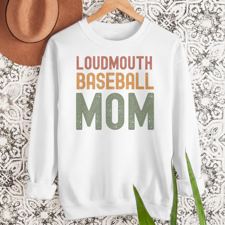 Loudmouth Baseball Mom Sports Cute Text Premium Women Crewneck Sweatshirt