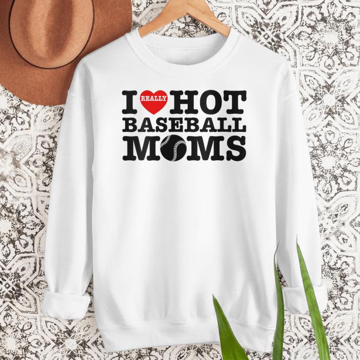 I Love Hot Baseball Moms Heart Sport Fan For Women Men Women Crewneck Sweatshirt I Love Hot Baseball Moms Heart Sport Fan For Women Men Women Crewneck Sweatshirt
