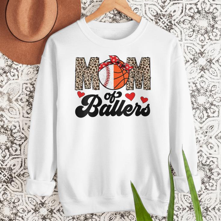 Mom Of Ballers Basketball Baseball Mom Of Ballers Women Crewneck Sweatshirt