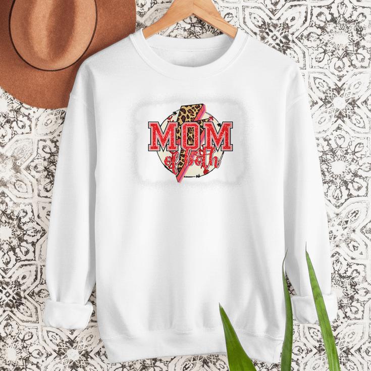 Mom Of Both Baseball Mom Mommy Premium Women Crewneck Sweatshirt