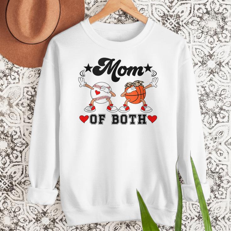 Mom Of Both Basketball Baseball Mom Women Crewneck Sweatshirt