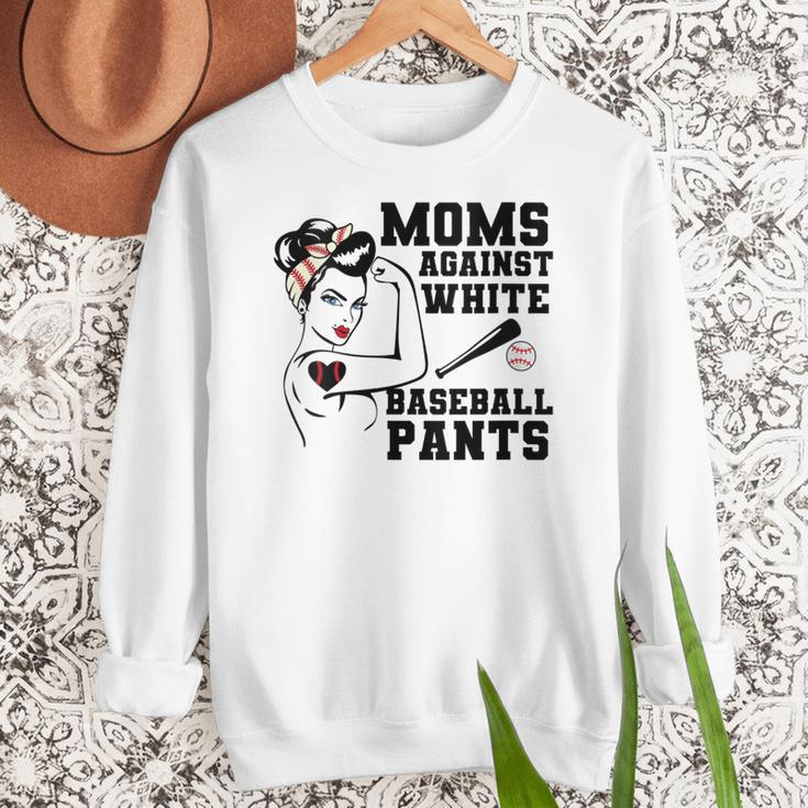 Moms Against White Baseball Pants Funny Baseball Mom Women Crewneck Sweatshirt Moms Against White Baseball Pants Funny Baseball Mom Women Crewneck Sweatshirt