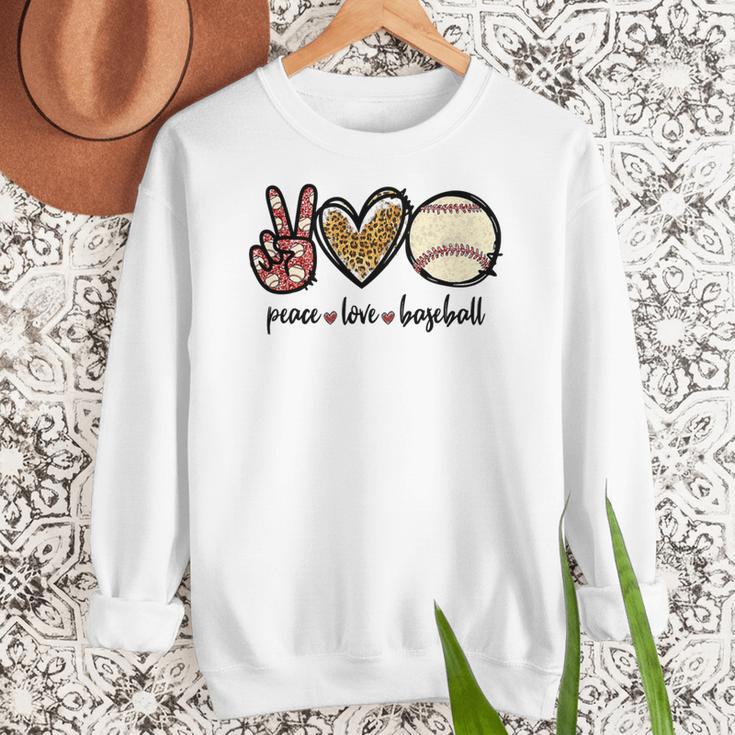 Peace Love Baseball Mom Leopard Print Cheetah Pattern Women Crewneck Sweatshirt Peace Love Baseball Mom Leopard Print Cheetah Pattern Women Crewneck Sweatshirt