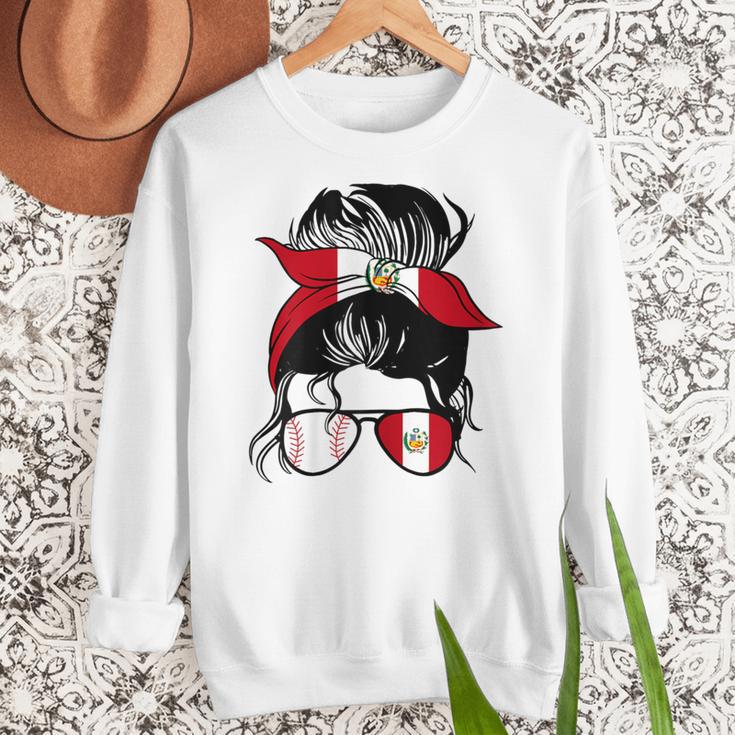Peruvian Baseball Mom Peru Flag Baseball Girl Women Crewneck Sweatshirt Peruvian Baseball Mom Peru Flag Baseball Girl Women Crewneck Sweatshirt