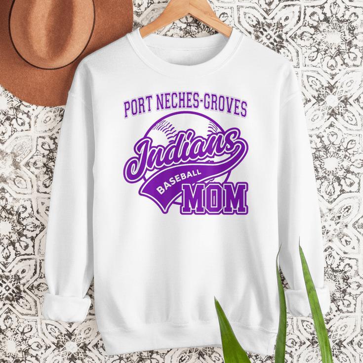 Port Neches-Groves High School PNG Indians Baseball Mom Women Crewneck Sweatshirt Port Neches-Groves High School PNG Indians Baseball Mom Women Crewneck Sweatshirt