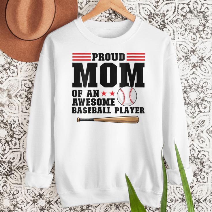 Proud Mom Of An Awesome Baseball Player Baseball Mom Women Crewneck Sweatshirt