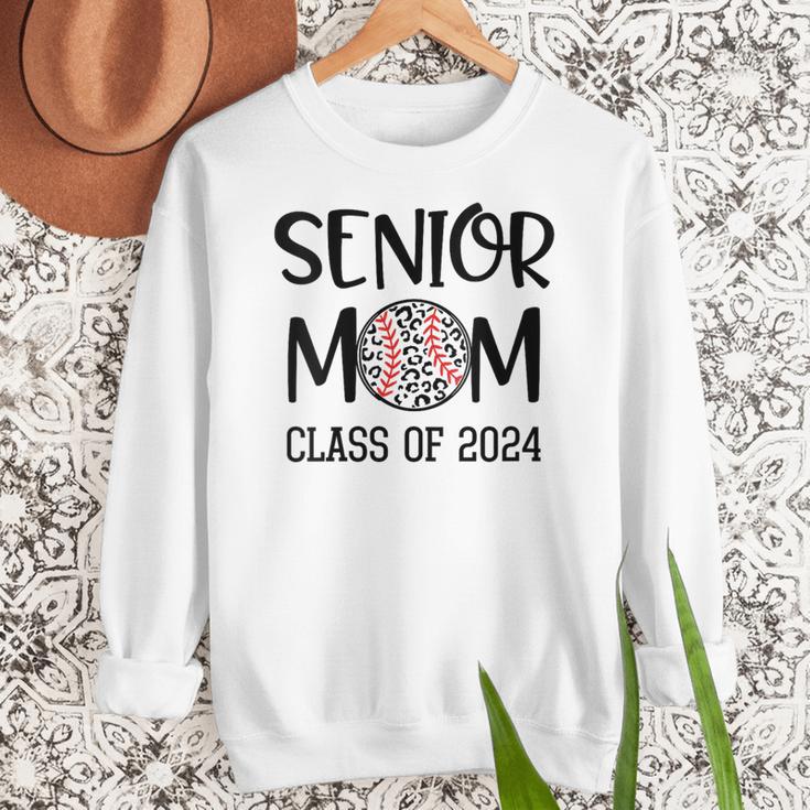 Proud Senior Baseball Mom Senior 2024 Class Leopard Game Day Women Crewneck Sweatshirt Proud Senior Baseball Mom Senior 2024 Class Leopard Game Day Women Crewneck Sweatshirt