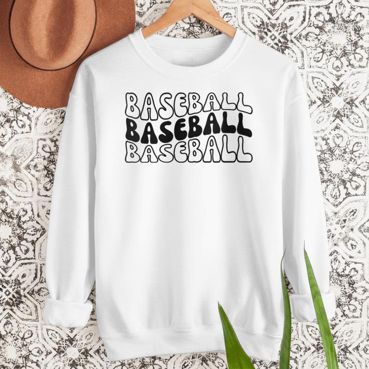 Retro Baseball Mama Groovy Baseball Mom Women Crewneck Sweatshirt
