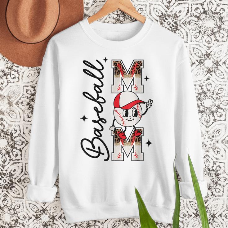 Retro Baseball Mom Mama Baseball Life Softball Life Game Day Women Crewneck Sweatshirt