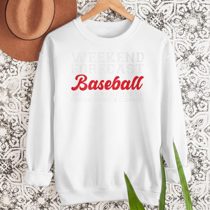 Retro Baseball Mom Mother's Day Weekend Forecast Baseball Premium Women Crewneck Sweatshirt