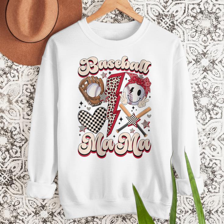 Retro Groovy Baseball Mama Baseball Mom Lover Women Crewneck Sweatshirt Retro Groovy Baseball Mama Baseball Mom Lover Women Crewneck Sweatshirt