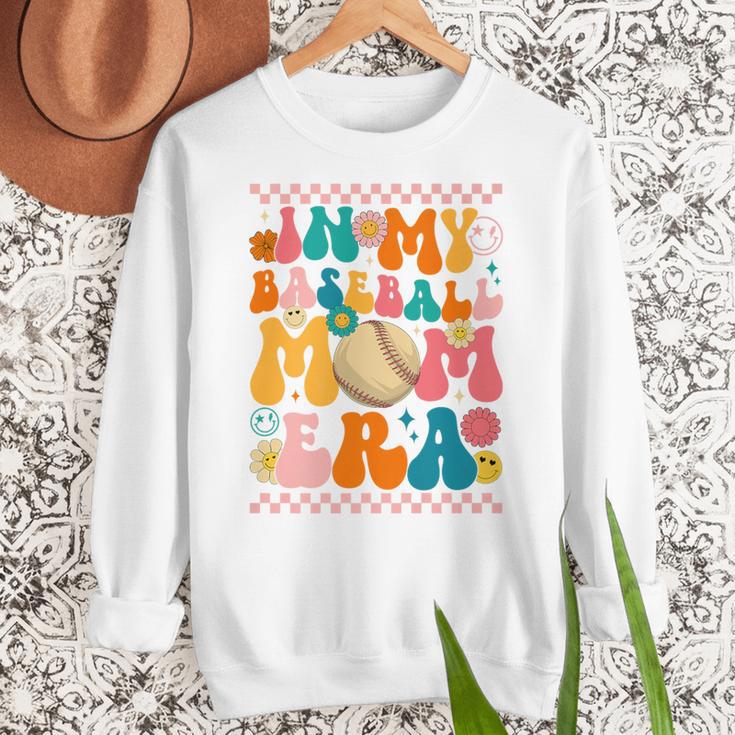 Retro Groovy In My Baseball Mom Era Happy Women Premium Women Crewneck Sweatshirt