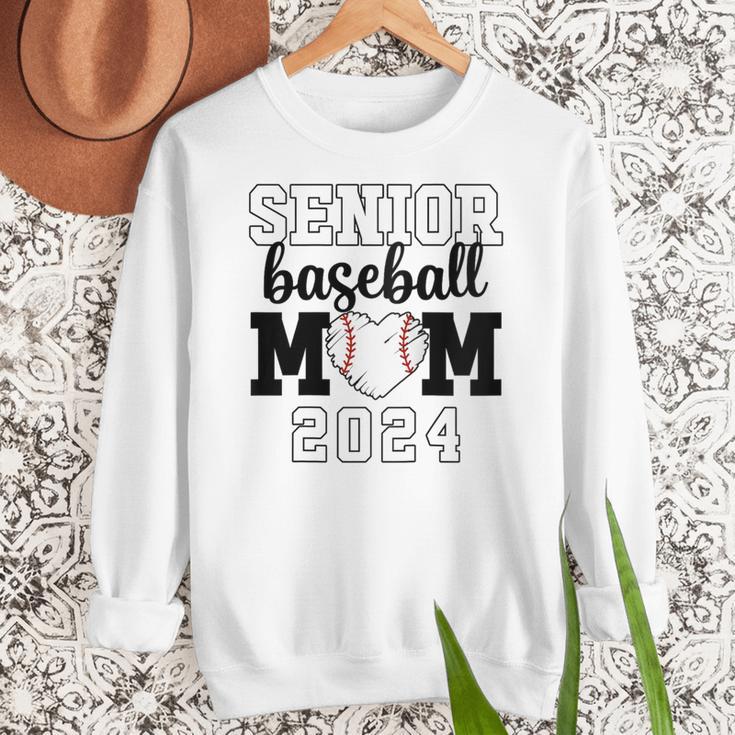 Senior Baseball Mom Class Of 2024 Senior Mom Game Day Raglan Baseball Tee Women Crewneck Sweatshirt