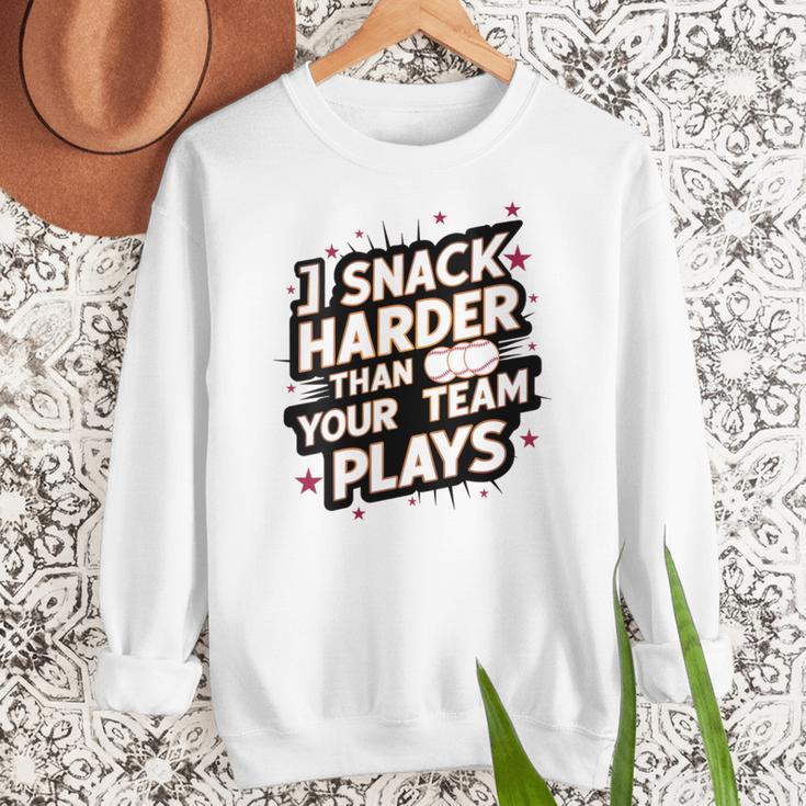 I Snack Harder Than Your Team Plays Baseball Mom Women Crewneck Sweatshirt I Snack Harder Than Your Team Plays Baseball Mom Women Crewneck Sweatshirt