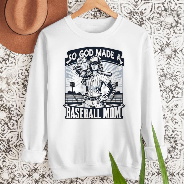 So God Made A Baseball Mom Baseball Player Premium Women Crewneck Sweatshirt