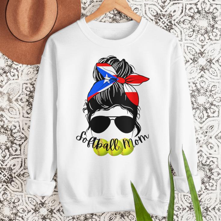 Softball Mom Puerto Rican Mom Spanish Baseball Mom Tote Women Crewneck Sweatshirt