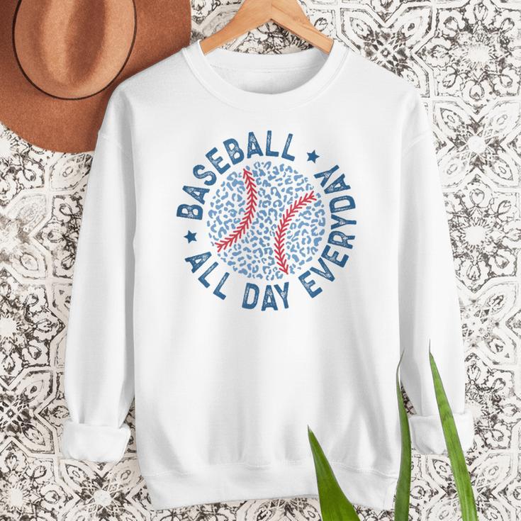 Spring 2024 Season Cute Baseball Mom All Day Everyday Women Crewneck Sweatshirt Spring 2024 Season Cute Baseball Mom All Day Everyday Women Crewneck Sweatshirt