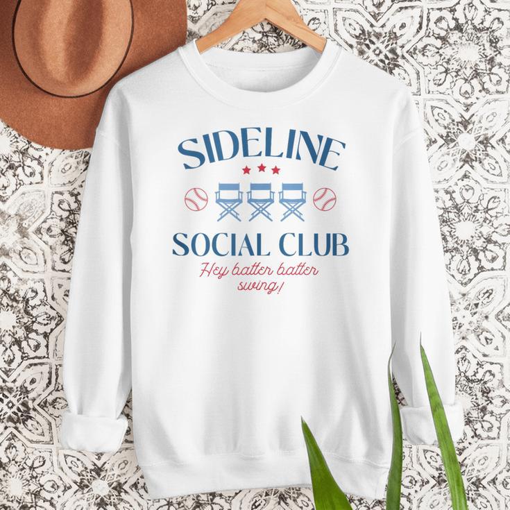Spring 2025 Swing Batter Baseball Mom Sideline Social Club Women Crewneck Sweatshirt Spring 2025 Swing Batter Baseball Mom Sideline Social Club Women Crewneck Sweatshirt