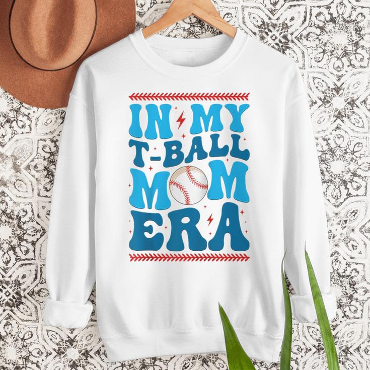 In My T-Ball Mom Era Baseball Mom Groovy Mother's Day Raglan Baseball Tee Women Crewneck Sweatshirt In My T-Ball Mom Era Baseball Mom Groovy Mother's Day Raglan Baseball Tee Women Crewneck Sweatshirt