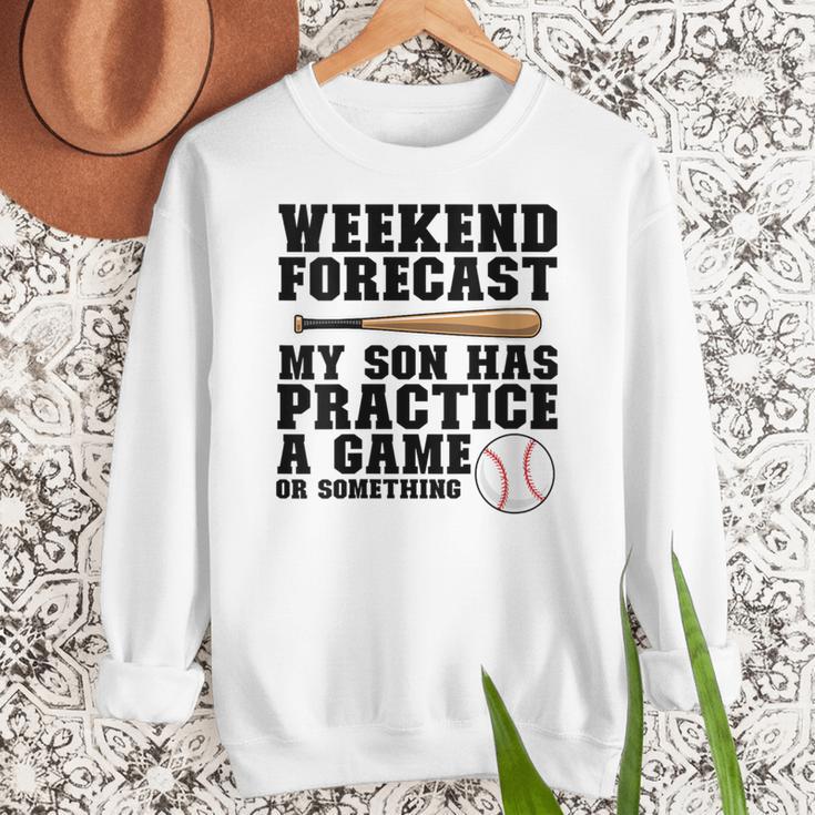 Weekend Forecast My Son Has Practice Baseball Mom Women Crewneck Sweatshirt Weekend Forecast My Son Has Practice Baseball Mom Women Crewneck Sweatshirt