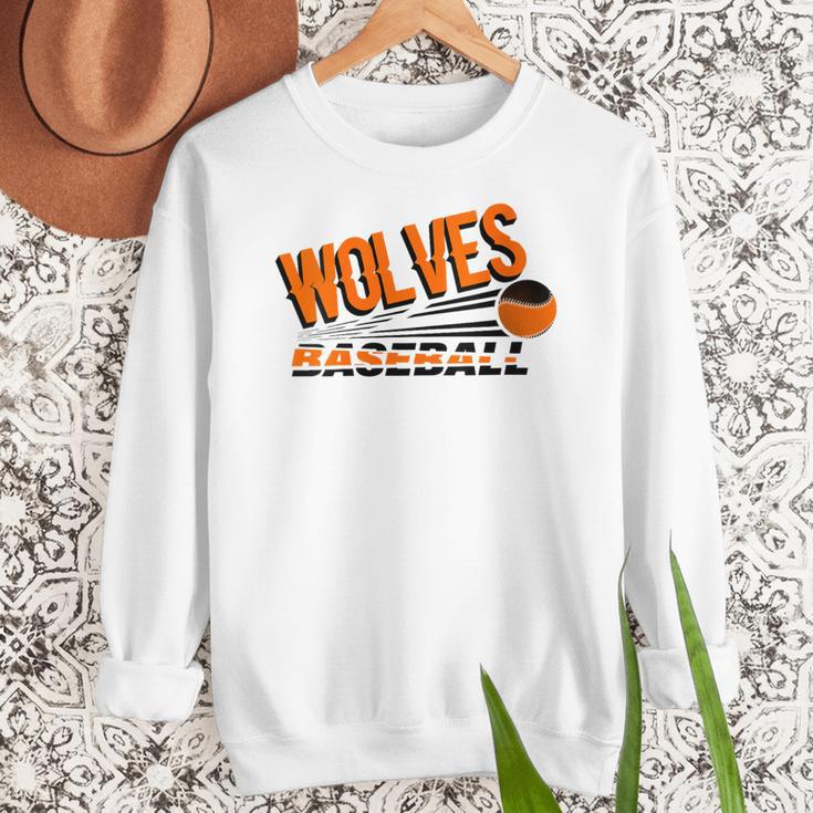 Wolves Baseball Team Baseball Mom Wolf Sports School Spirit Women Crewneck Sweatshirt Wolves Baseball Team Baseball Mom Wolf Sports School Spirit Women Crewneck Sweatshirt