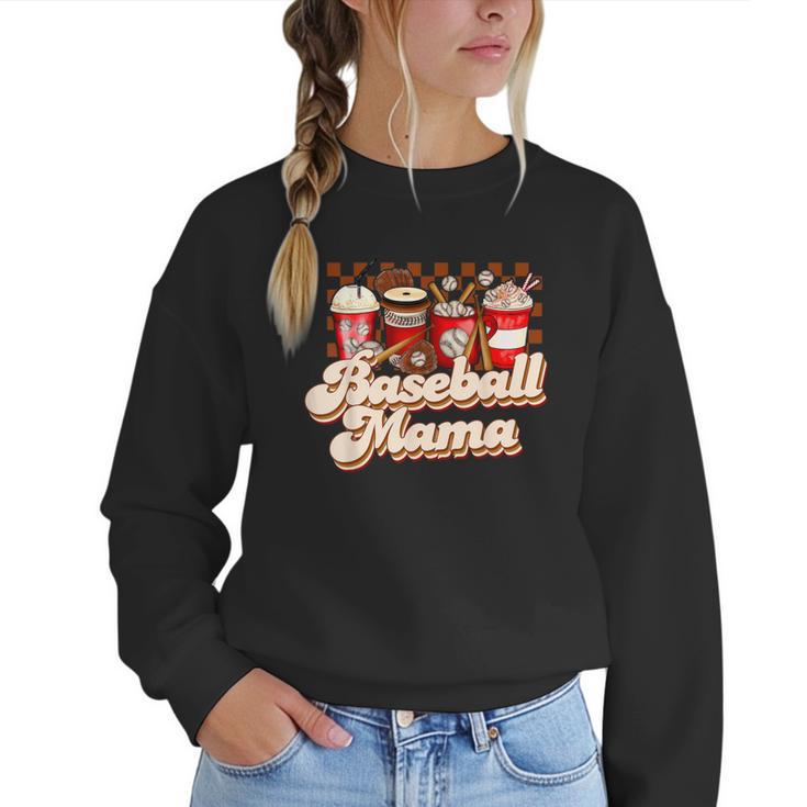 Baseball Mama Coffee Game Day Vibes Baseball Mom Women Crewneck Sweatshirt