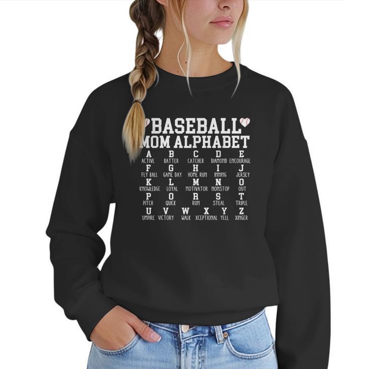 Baseball Mom Alphabet Mommy Mother's Day Motivational Saying Women Crewneck Sweatshirt