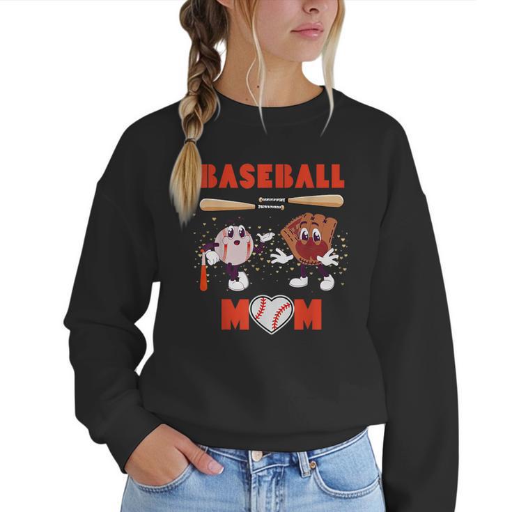 Baseball Mom Heart Baseball Mama Mother's Day Women Crewneck Sweatshirt