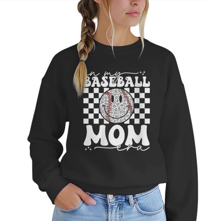 In My Baseball Mom Mama Era Leopard Mom Baseball Women Crewneck Sweatshirt